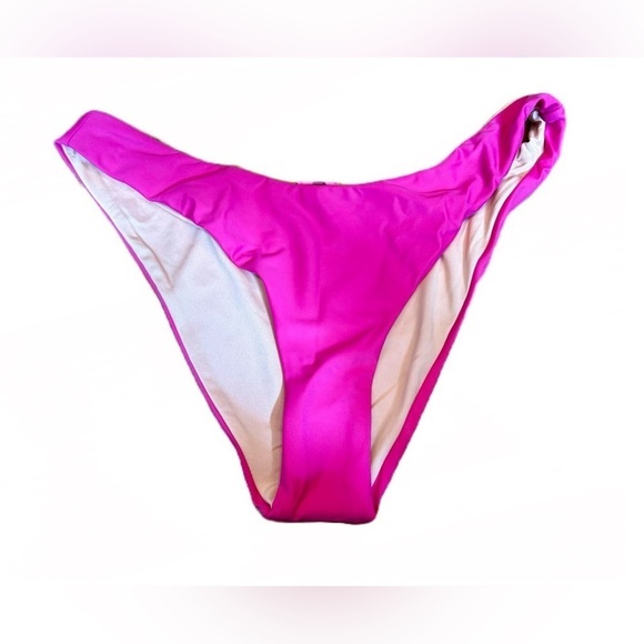 NWT J. Crew Hot Pink Curved Waist Cheeky Bikini Bottom, Mid Rise, Size Medium - Picture 4 of 14